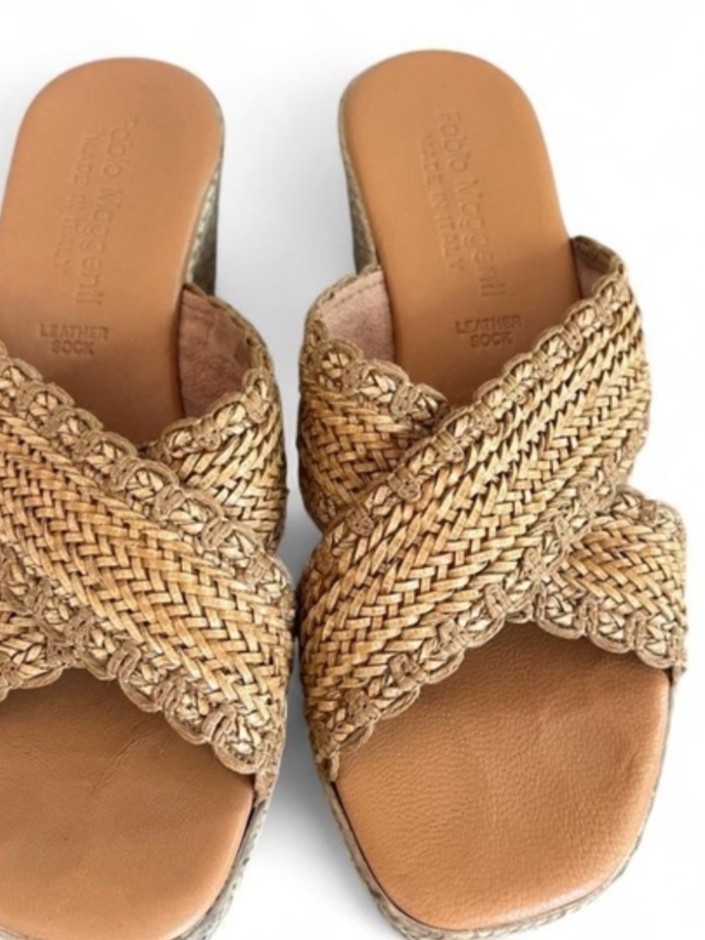 Tan Braided Slide Sandals